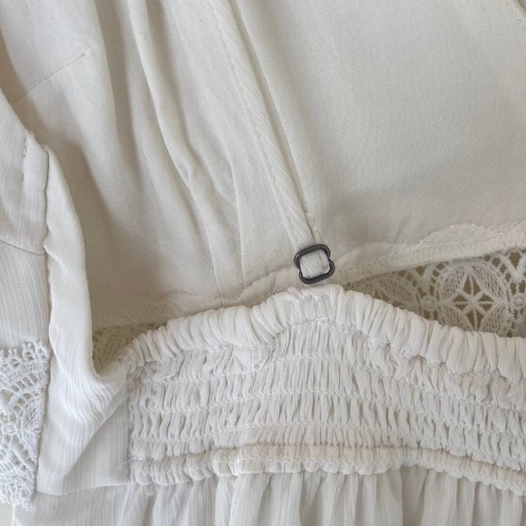 NWT Abercrombie & Fitch - Lace Trim Ivory Mini Dress - Size: Medium - Picture 13 of 16